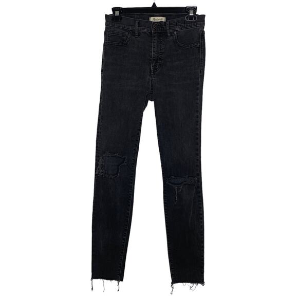 Madewell 9” High Rise Skinny Jeans Black Distressed 5 working Pockets Si… - Picture 1 of 8